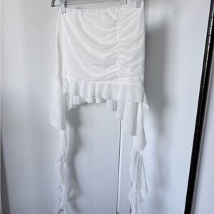 White Asymmetrical Mini Skirt